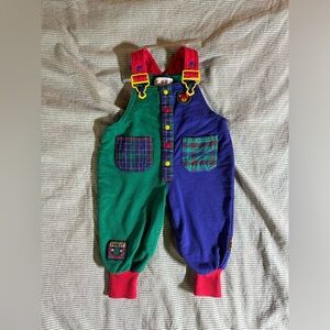 Vintage Gymboree Newborn Colorblock Overalls Romper